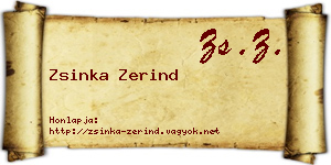 Zsinka Zerind névjegykártya